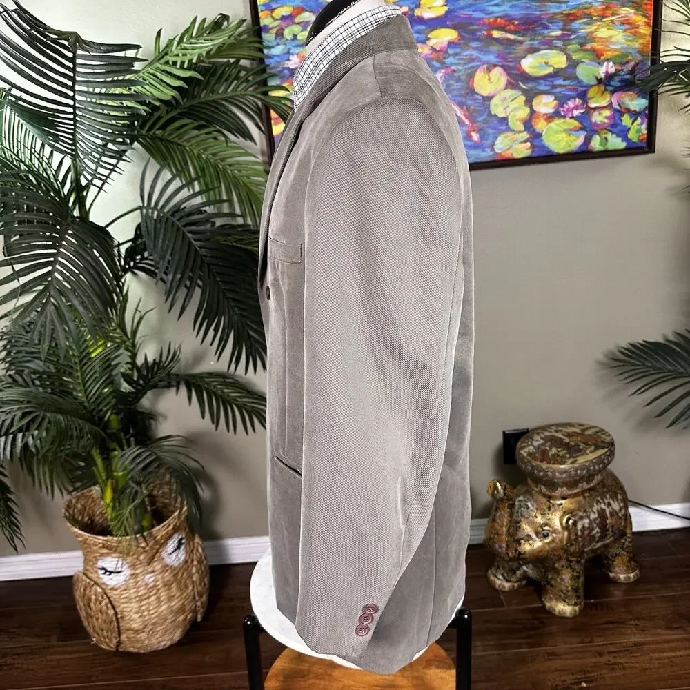 Claiborne Sport Coat Men 44R Olive Microfiber 3 button Fall